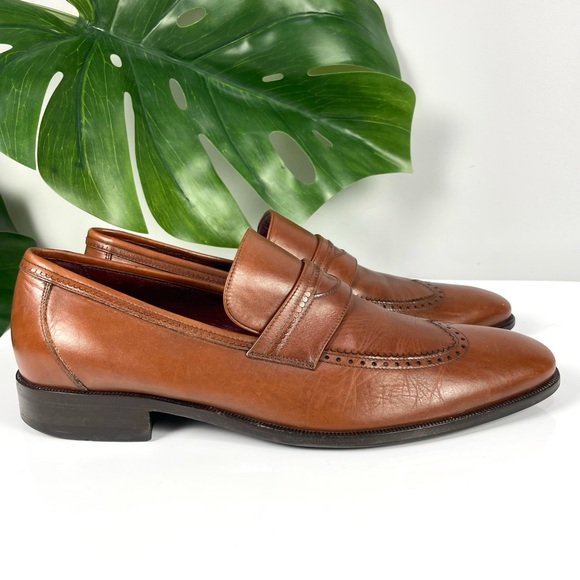 Johnston & Murphy Made in Italy brown leather dress shoes Sz 10.5M 24-0730 - Picture 2 of 14